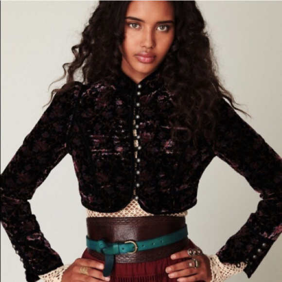 Free People Tripoli Floral Velvet Bolero Jacket - Picture 1 of 7